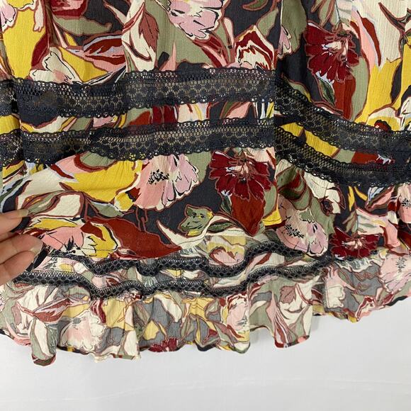 Torrid Hi Low Boho Maxi‎ Skirt Women 2X Yellow Ruffle Crinkle Gauze Cottagecore - Picture 4 of 9